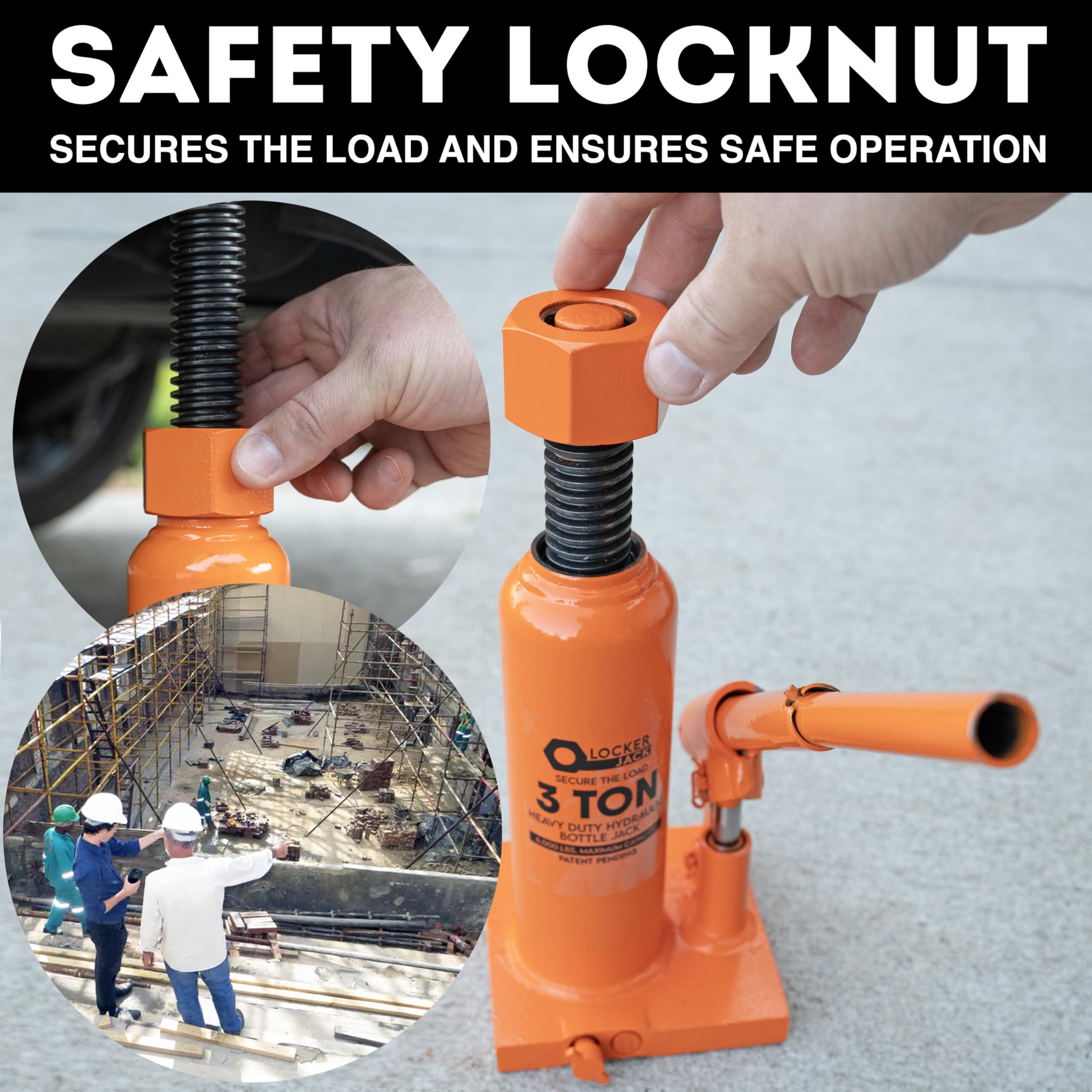 Locker Jack The Only Bottle Jack - Built-in Lock Nut, This Jack